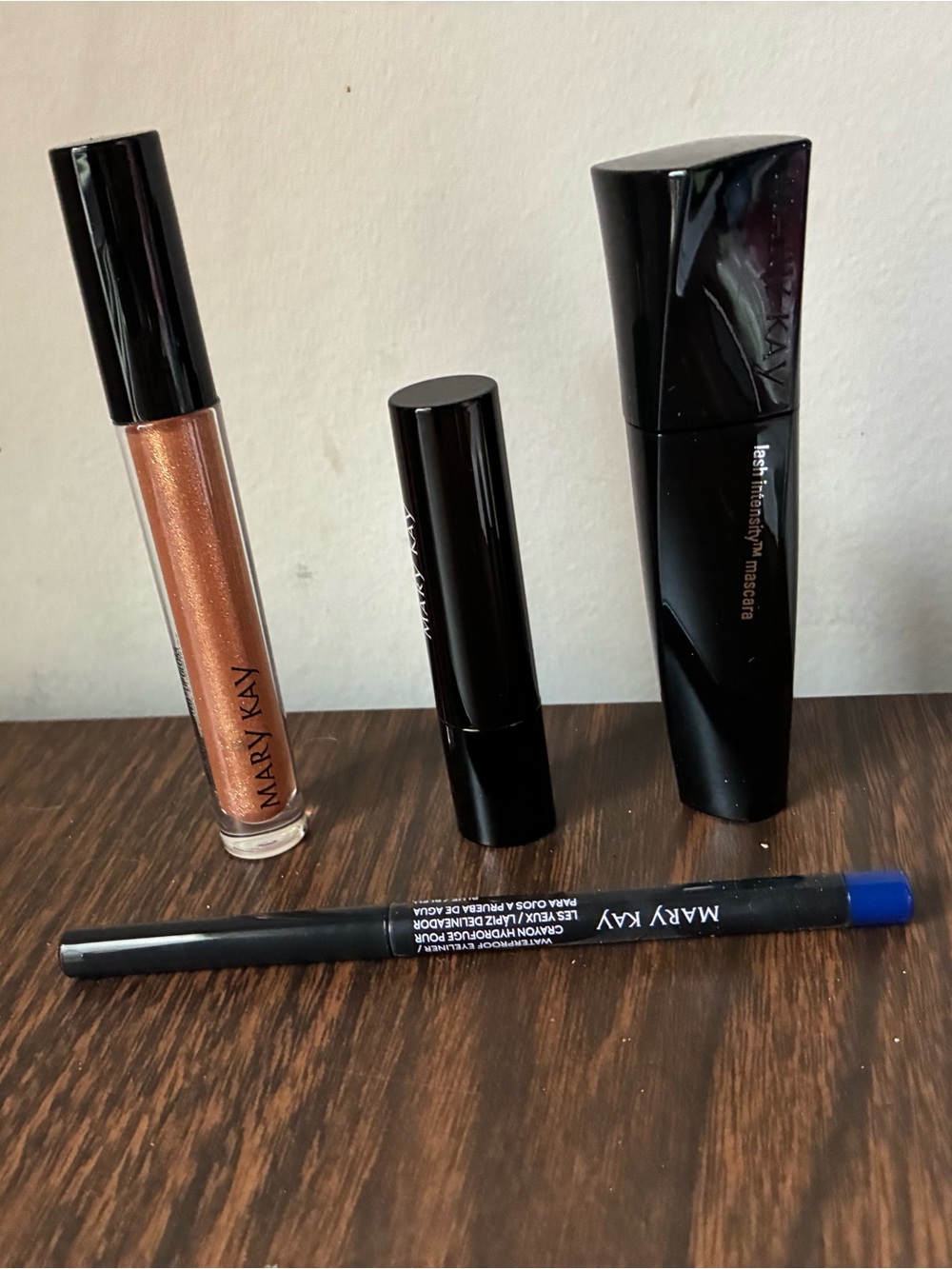 Mary Kay Bundle Ultimate Lip Gloss, Mascara, Lipstick & Blue Eyeliner Set